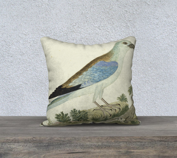 Blue and Black Bird Double Sided Pillowcase 18x18