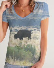 Load image into Gallery viewer, Bison Women&#39;s V-Neck Tee