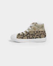 Load image into Gallery viewer, Faux Silk &amp; Lace Kids Hightop Canvas Shoe