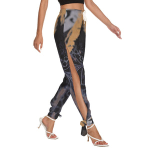 Side Seam Cutout Pants with ankle bow