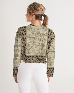Faux Silk & Lace Women's Cropped Sweatshirt