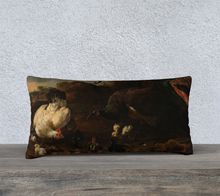 Load image into Gallery viewer, Peacock, Rooster &amp; Rock Dove Pillowcase 24x12